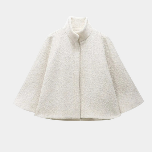 Women’s High Neck Cape Coat – Elegant A-Line Swing Jacket