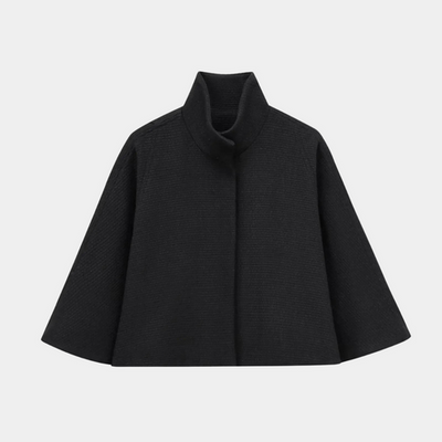 Women’s High Neck Cape Coat – Elegant A-Line Swing Jacket