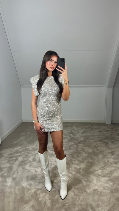 Sequinned Dress With Shoulders Pads