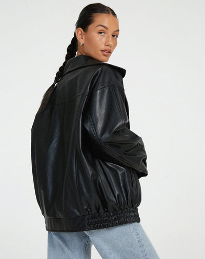 Women’s Oversized PU Jacket - Trendy Streetwear