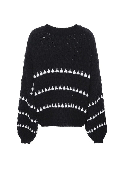 Women’s Textured Knit Sweater - Contrast Stitch Pattern Pullover