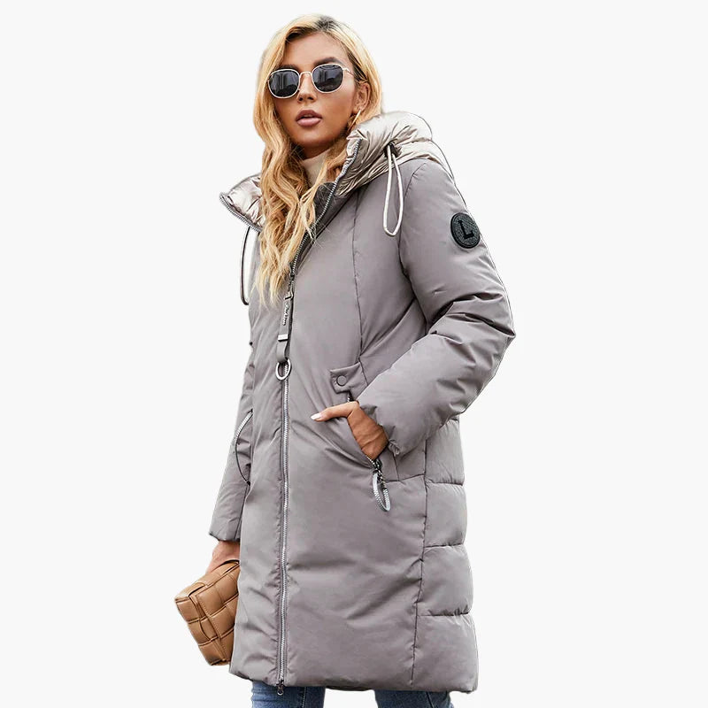Dam Parkas Vinterjacka Lång, Modern Stil, Perfekt för Kallt Väder