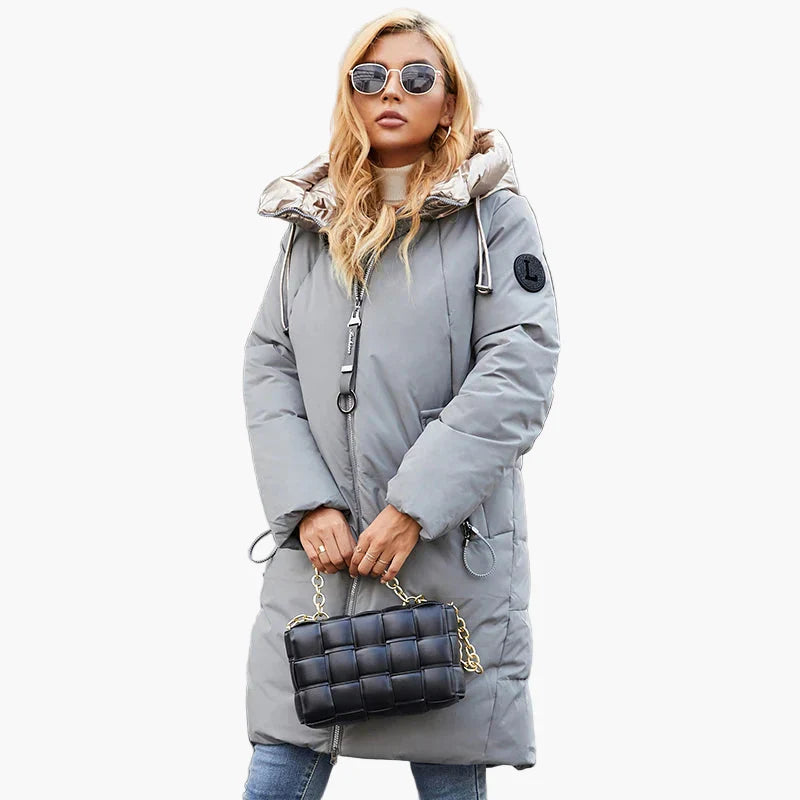 Dam Parkas Vinterjacka Lång, Modern Stil, Perfekt för Kallt Väder