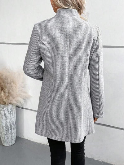 Herringbone Longline Coat - Textured Lightweight Outerwear