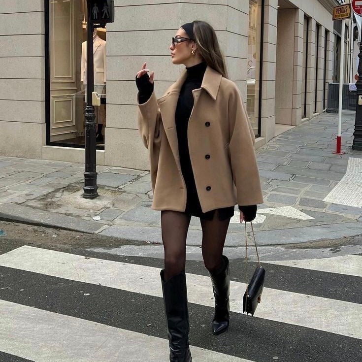 Damskappa Oversized Boxy Fit – Trendig Jacka för Höst och Vinter, Elegant Stil för Kvinnor