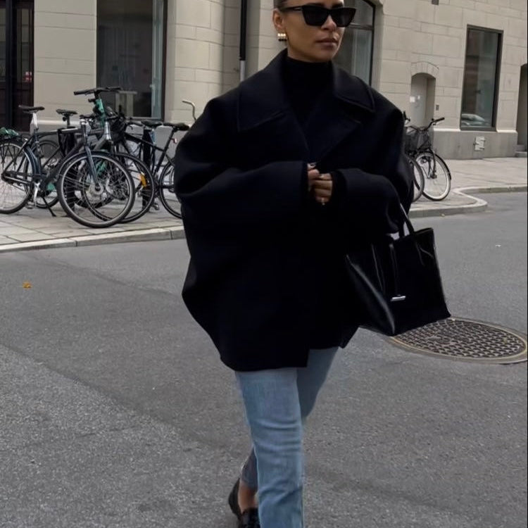 Damskappa Oversized Boxy Fit – Trendig Jacka för Höst och Vinter, Elegant Stil för Kvinnor