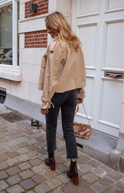 Women’s Cropped Double-Breasted Trench Coat