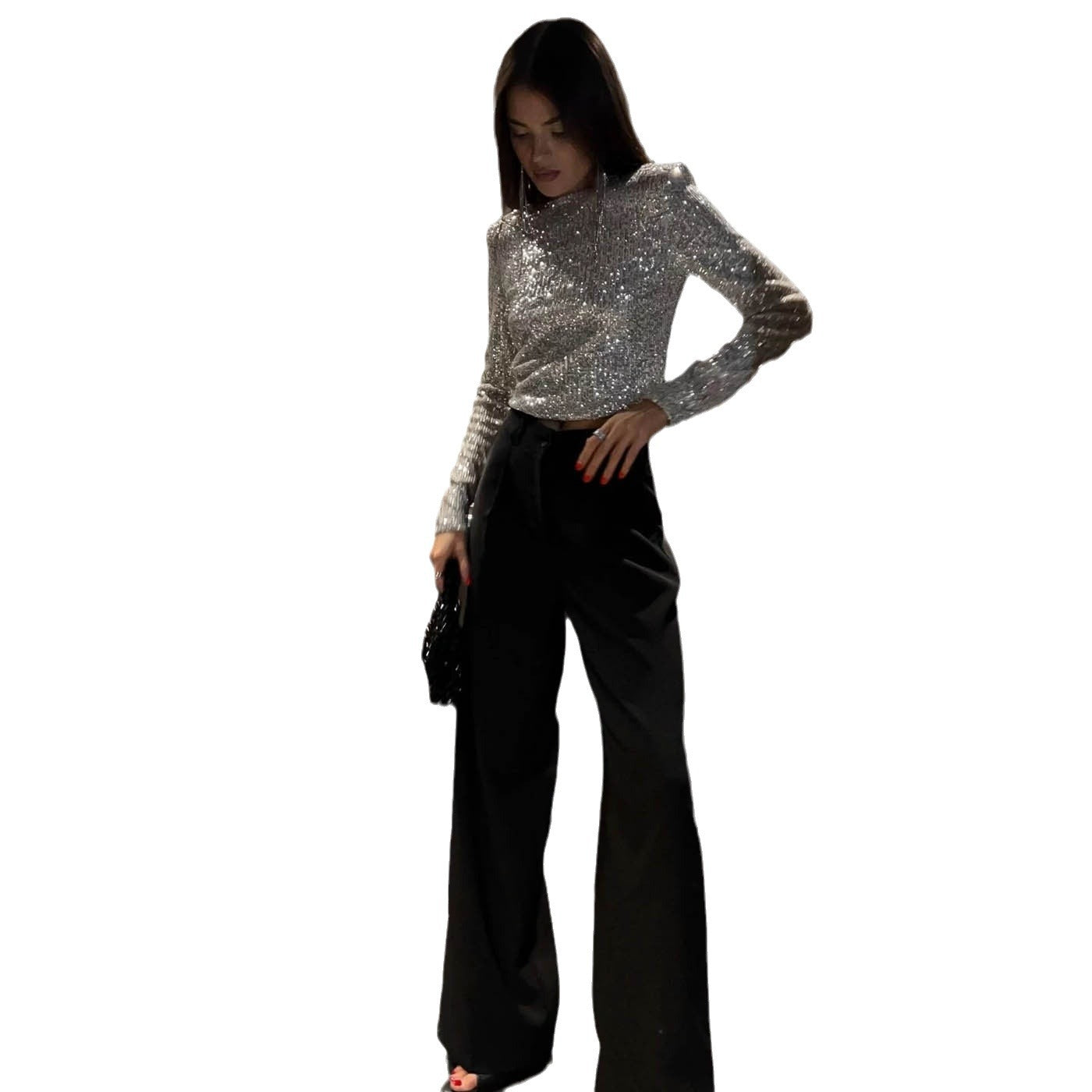 Max – Långärmad Rundhalsad Nattklubb Kort Topp