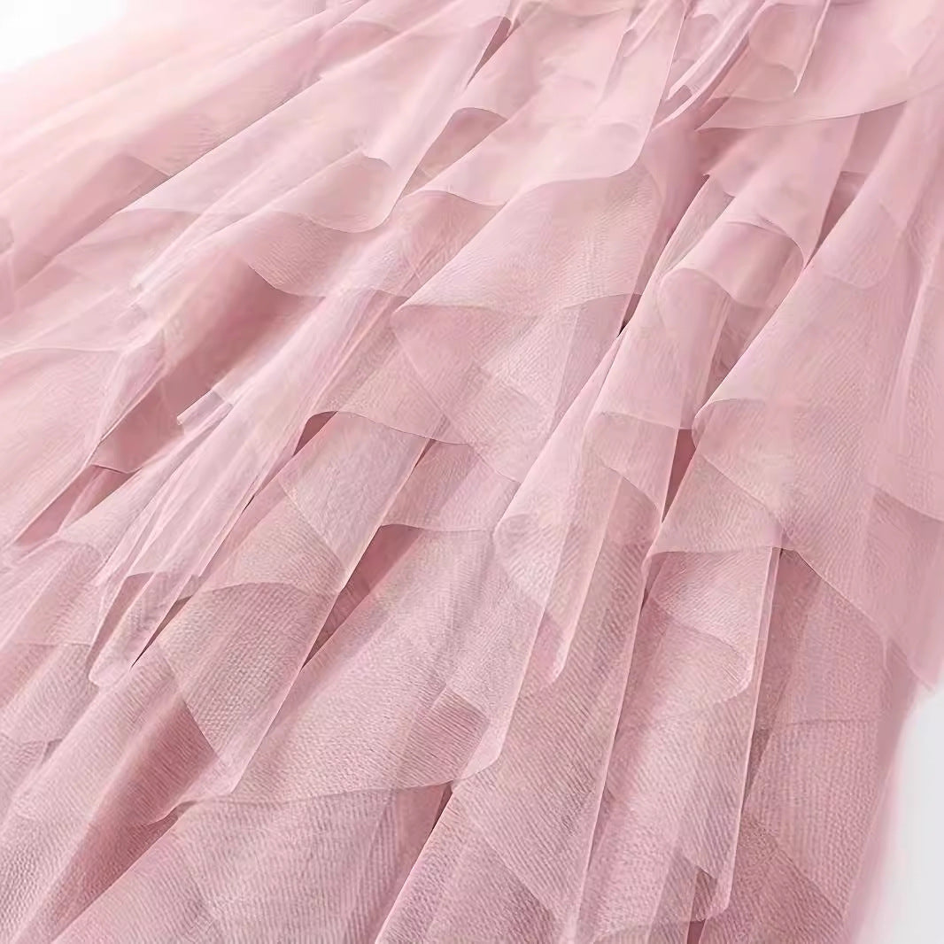 Dam Kjol Asymmetrisk Tyll Romantisk Söt Stil Fest och Vardag