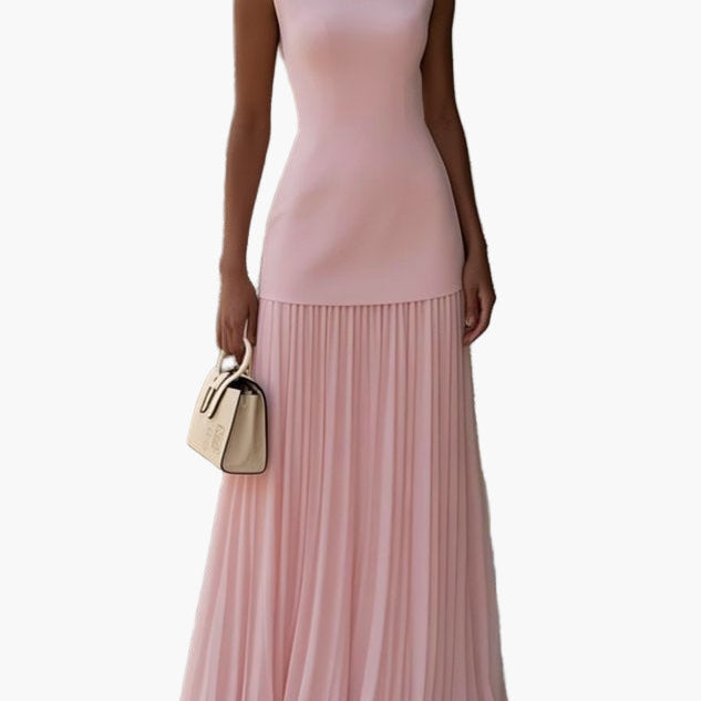 Damklänning Elegant Plisserad Maxiklänning Perfekt för Fest och Bröllop