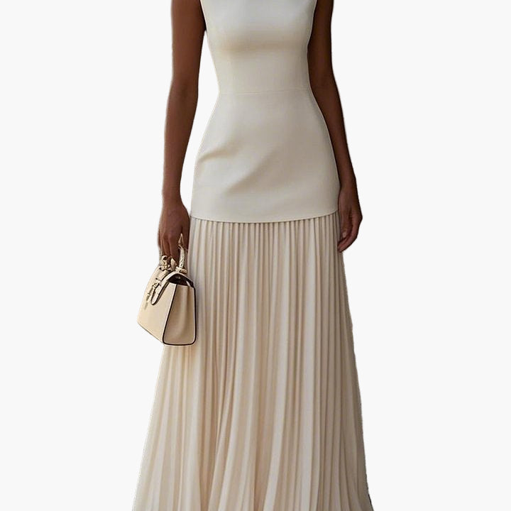 Damklänning Elegant Plisserad Maxiklänning Perfekt för Fest och Bröllop