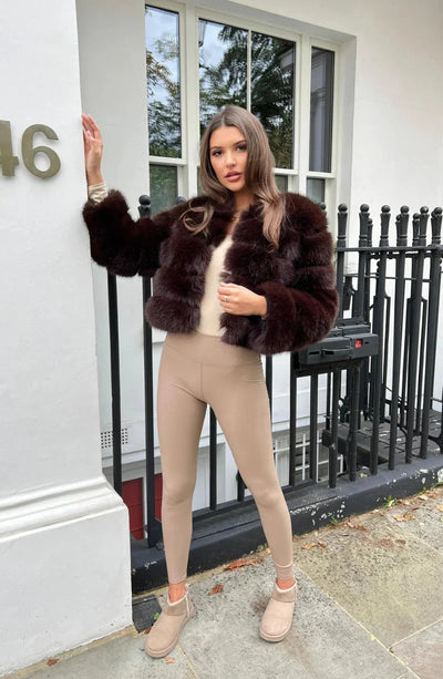Women’s Faux Fur Puffer Jacket – Short Plush Winter Coat