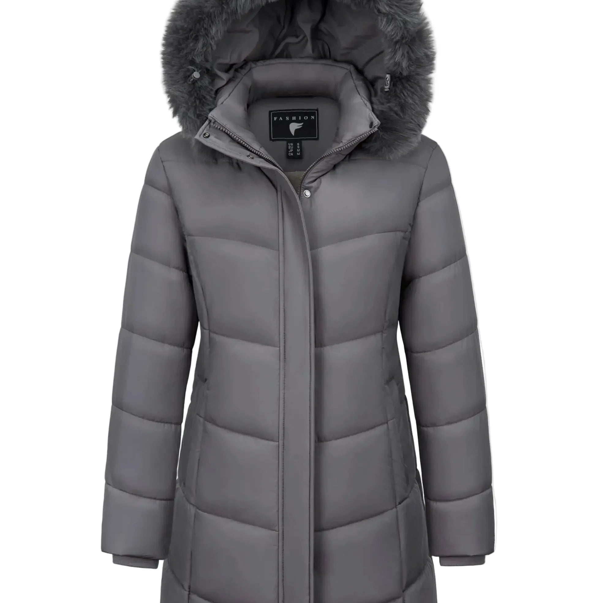 Dam Parkas Lång Pufferjacka med Huva – Vinterjacka för Stad och Friluftsliv