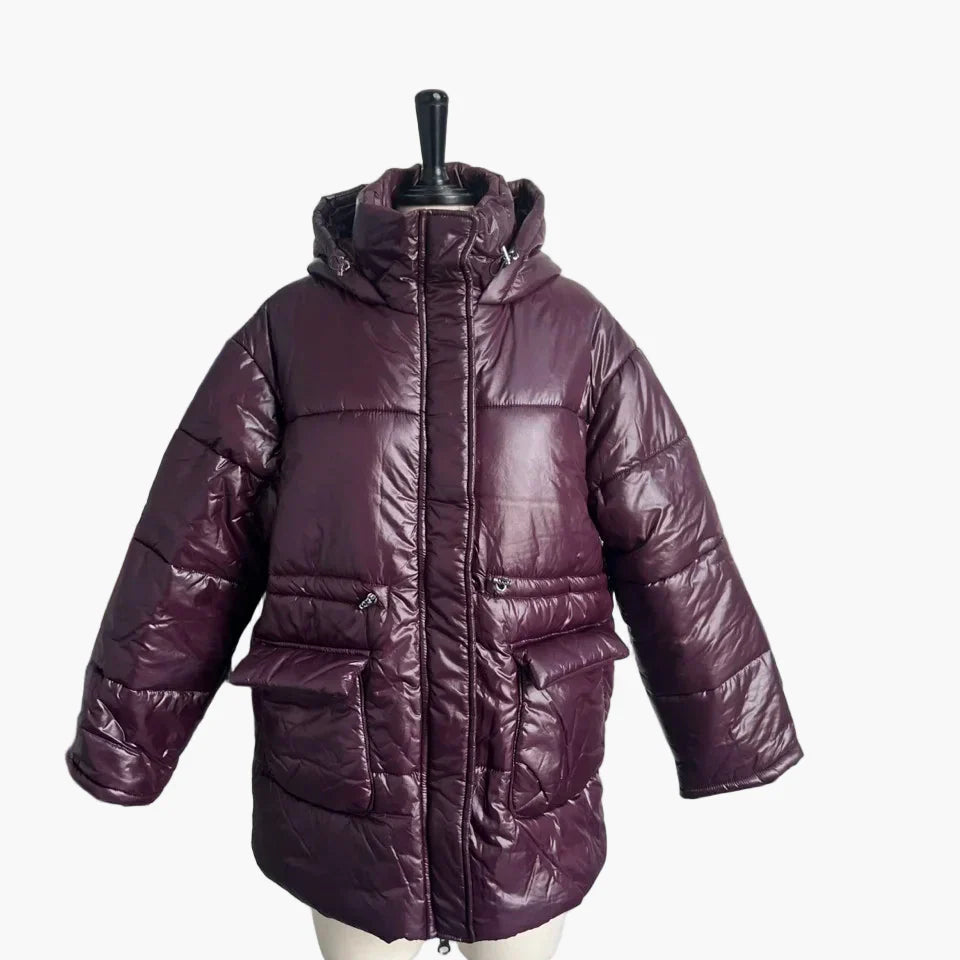 Dam Vinterjacka Parkas med Huva och Dragkedja – Trendig och Varm för Vardagsbruk