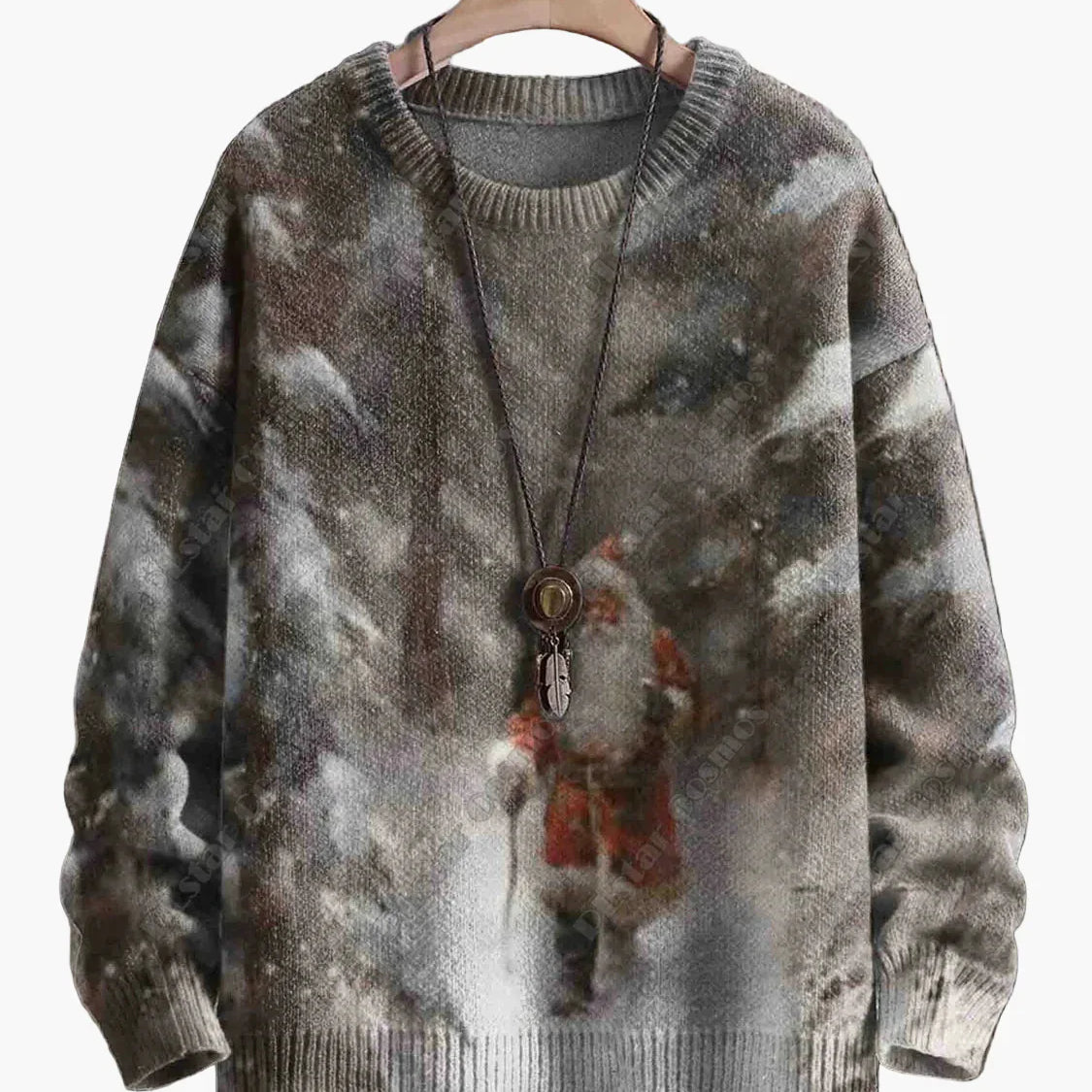 Damtröja julig mönster stickad med broderade motiv – perfekt för vinter och fest