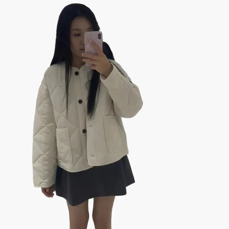 Dam Quiltad Jacka med Avslappnad Passform – Perfekt för Vardagsbruk och Lager-på-Lager