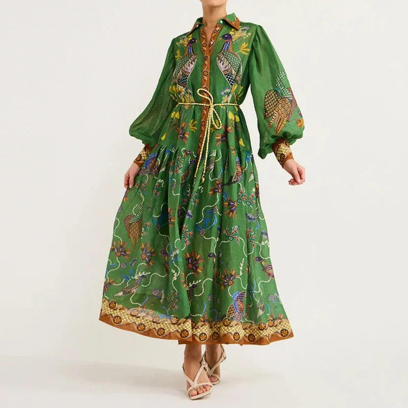 Chelsea – Bohemisk Knapp-upp A-linje Maxiklänning för Kvinnor