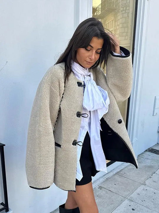Women’s Toggle-Front Oversized Coat - Relaxed Casual Outerwear