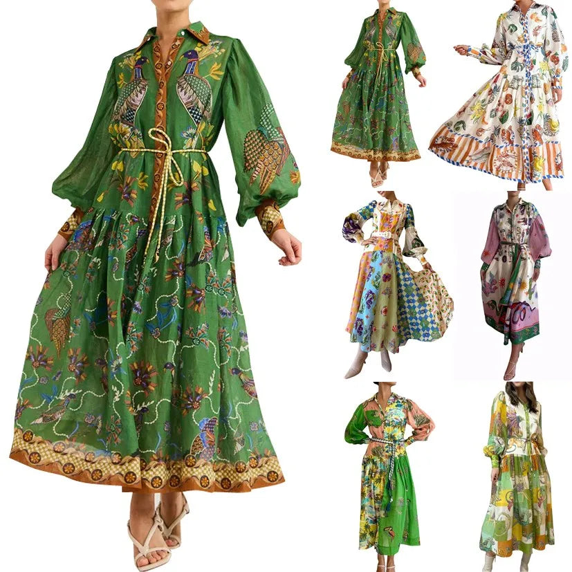 Chelsea – Bohemisk Knapp-upp A-linje Maxiklänning för Kvinnor