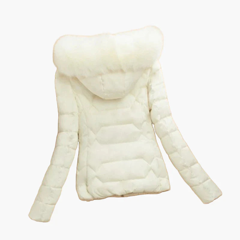 Dam Vinterjacka med Pälshuva – Elegant Vadderad Vardagsjacka