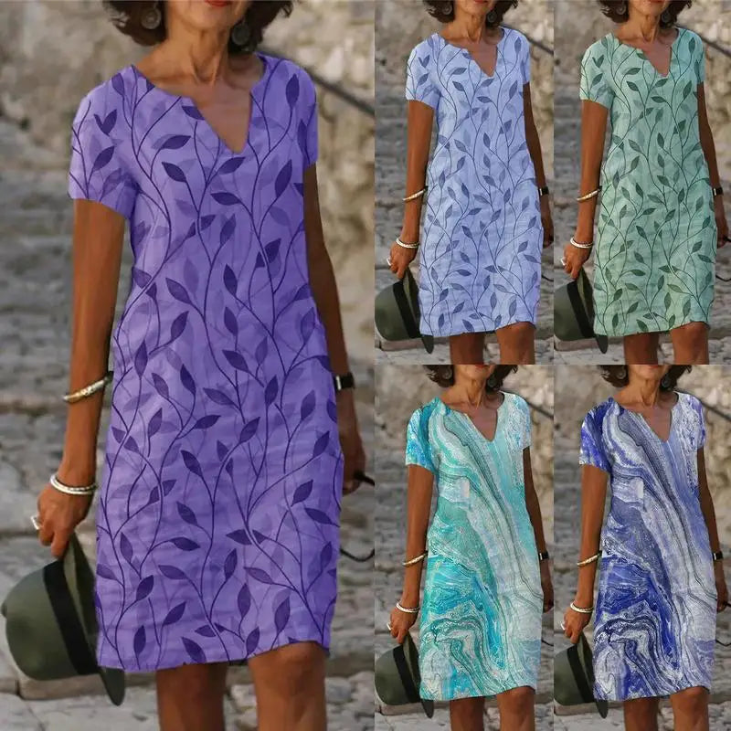 Tamara – Vintage Blommig V-ringad Lång Klänning