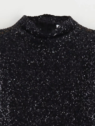 Sequinned Dress With Shoulders Pads