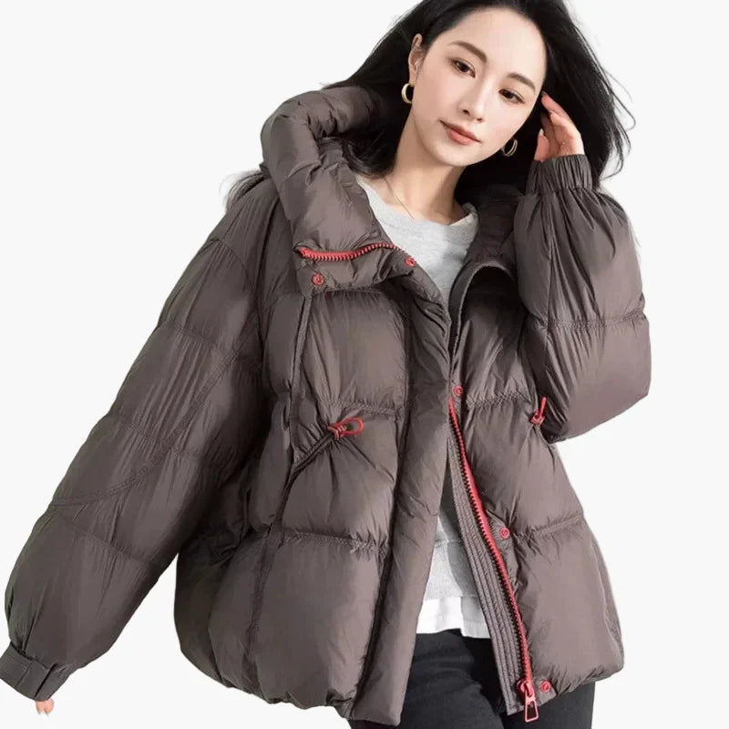 Dam Vinterjacka Oversized Pufferjacka Varm och Trendig Ytterplagg Fritid