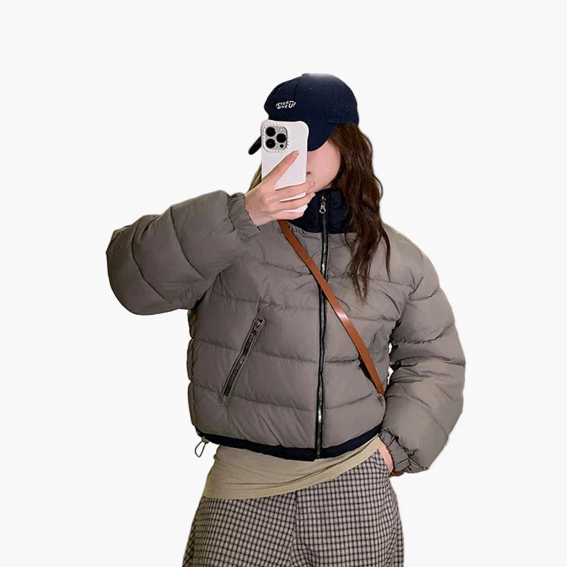 Dam Vinterjacka Puffermodell Kort Vardaglig Trendig