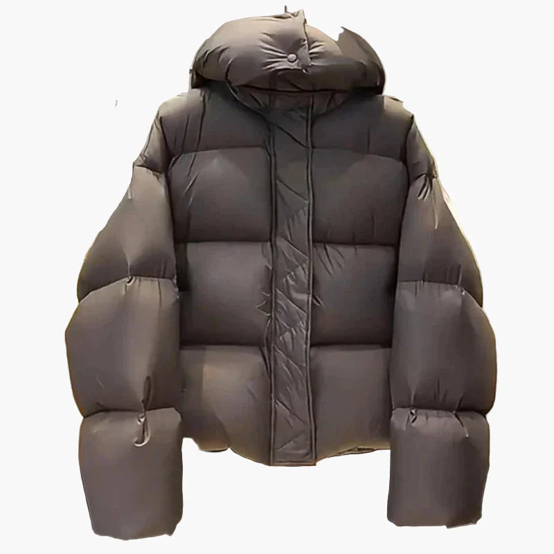 Herrarnas Vinterjacka Oversized Puffer Jacka med Huva – Trendig och Varm för Kall Vardag
