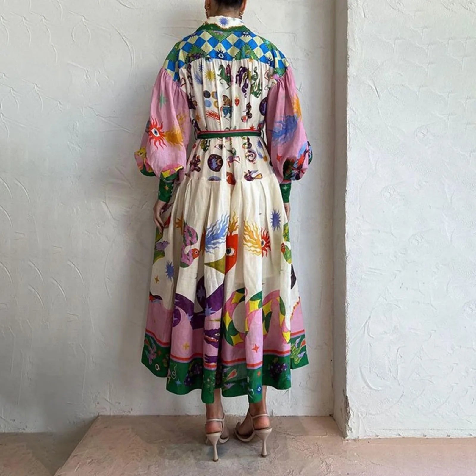 Chelsea – Bohemisk Knapp-upp A-linje Maxiklänning för Kvinnor