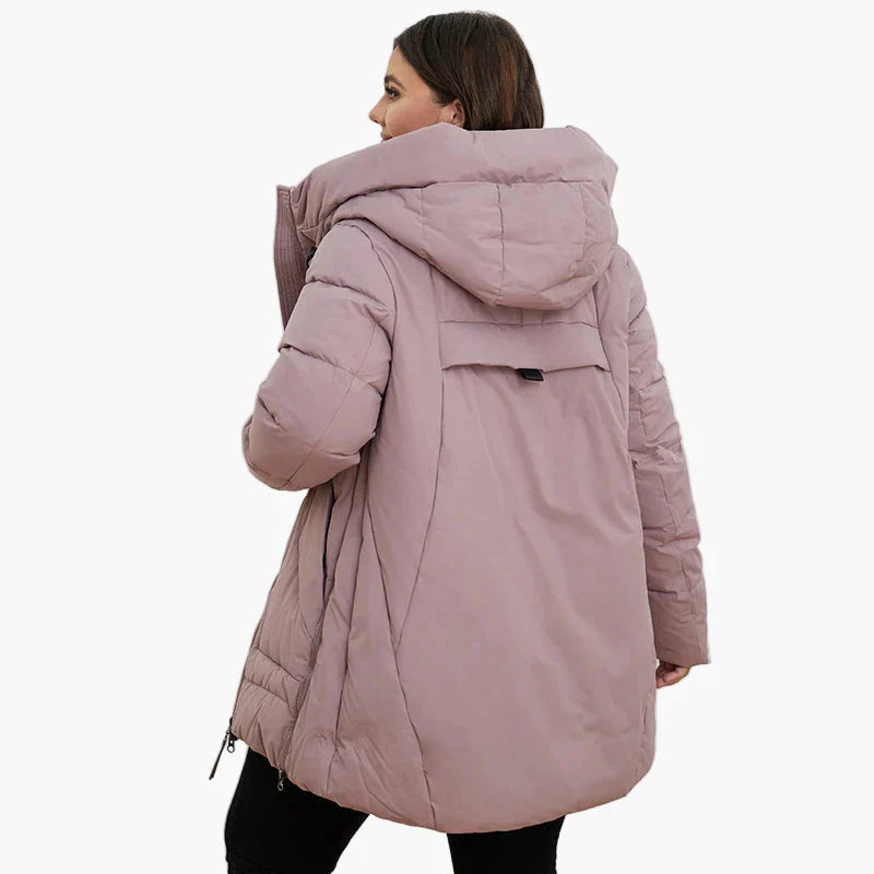 Dam Parkas Vinterjacka Plus Size Vadderad med Huva och Fickor – Perfekt för Kallt Väder