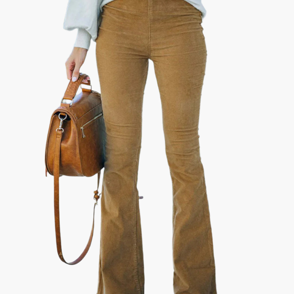 Dam Flare Byxor Trendiga Komfort High Waist Vardagsstil