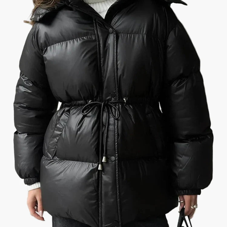 Dam Vadderad Vinterjacka med Justerbar Midja – Stilren och Varm Ytterjacka för Kallt Väder