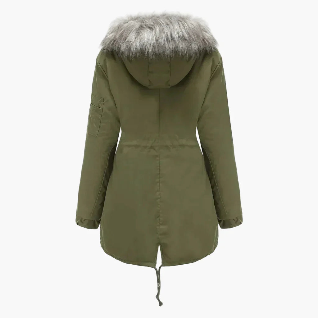Dam Parkas Vinterjacka med Stor Pälsluva – Elegant Vardagsstil och Värme