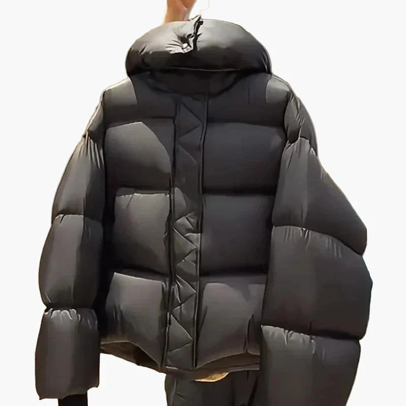 Herrarnas Vinterjacka Oversized Puffer Jacka med Huva – Trendig och Varm för Kall Vardag