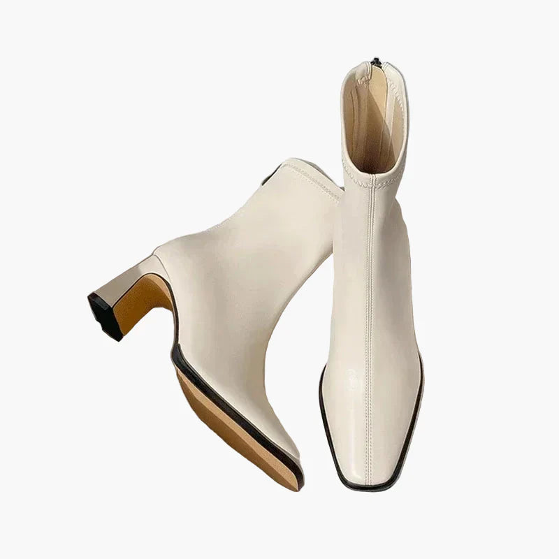 Dam Ankelboots med Blockklack och Fyrkantig Tå – Elegant Vardags- och Festskor