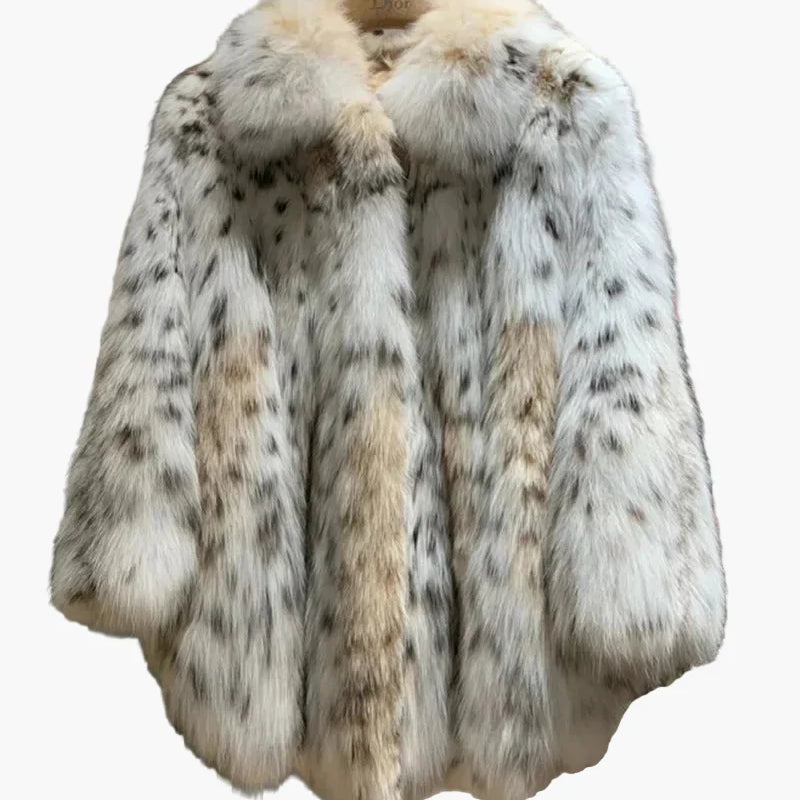 Dams Jacka i Trendig Pälslook – Elegant Vintermode för Kvinnor