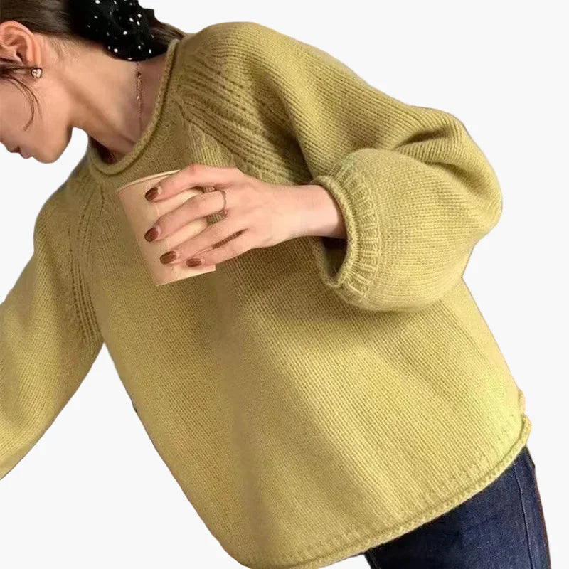 Damtröja Oversize Stickad Franskinspirerad Vardagsstil