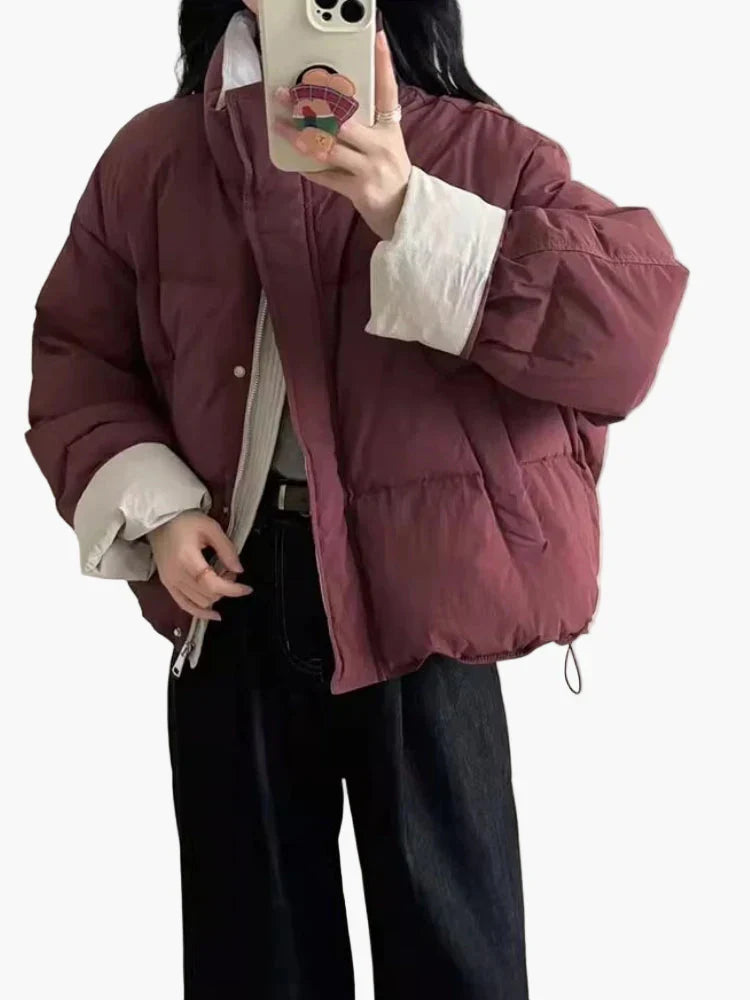 Dam Vinterjacka Oversized Pufferjacka för Avslappnad Stil och Värme