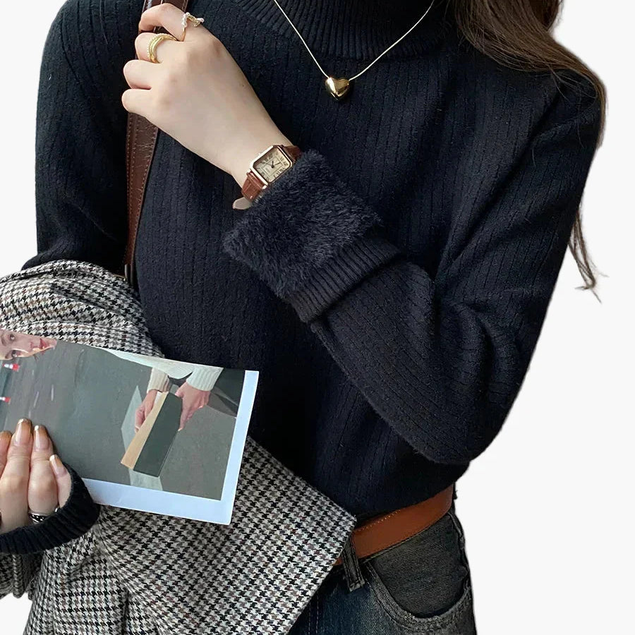 Dam Tröja Polokrage Elegant Vardagsstil Stickad Pullover