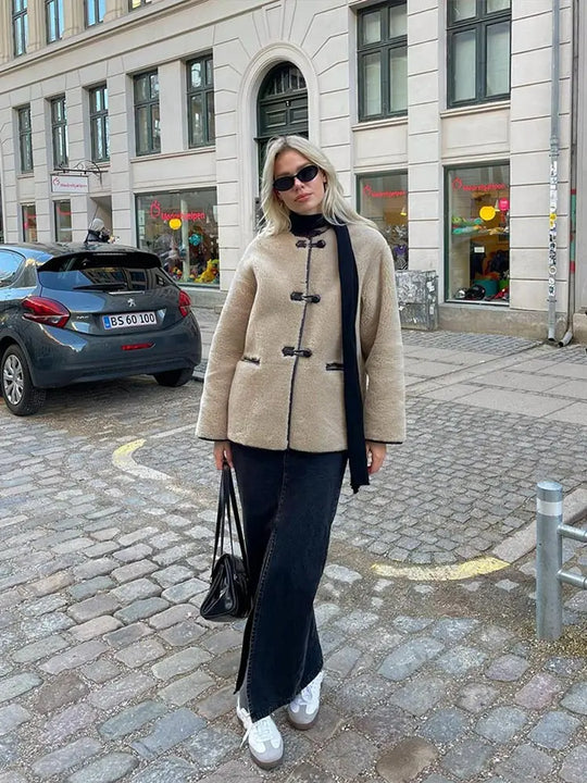 Women’s Toggle-Front Oversized Coat - Relaxed Casual Outerwear