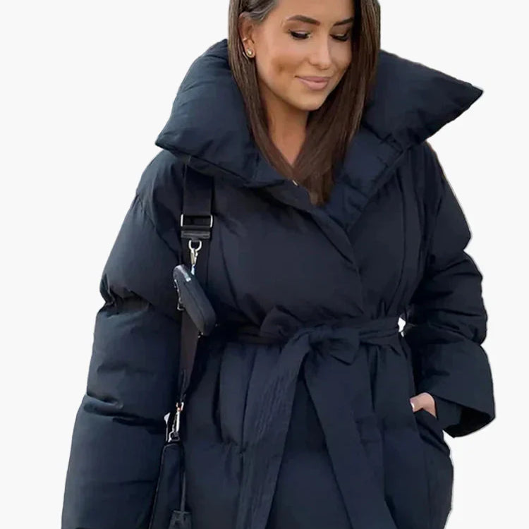 Dam Vinterjacka Med Bälte – Moderiktig Vadderad Kappa För Stad & Vardag