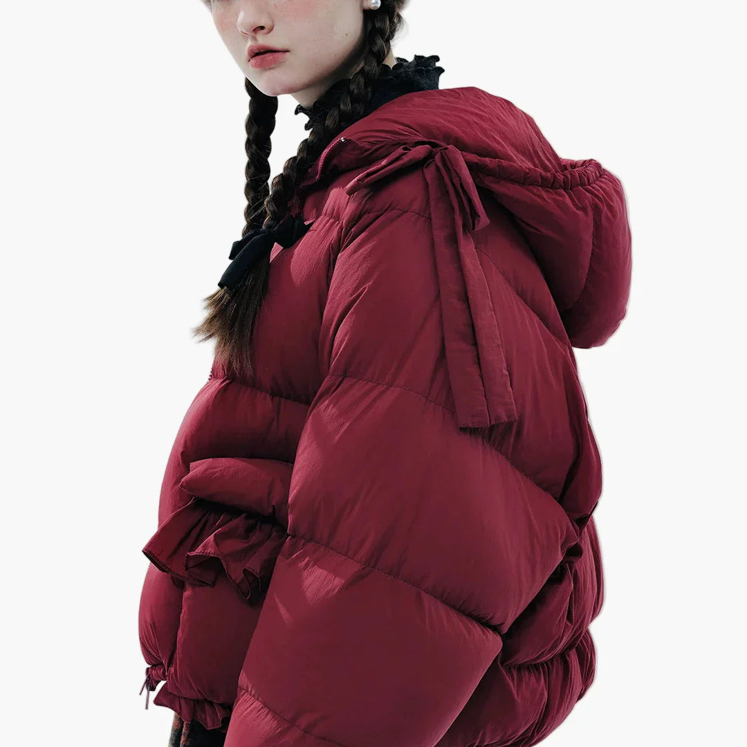 Damjacka Vintage Stil Vadderad Puffjacka för Höst och Vinter – Trendig och Ledig