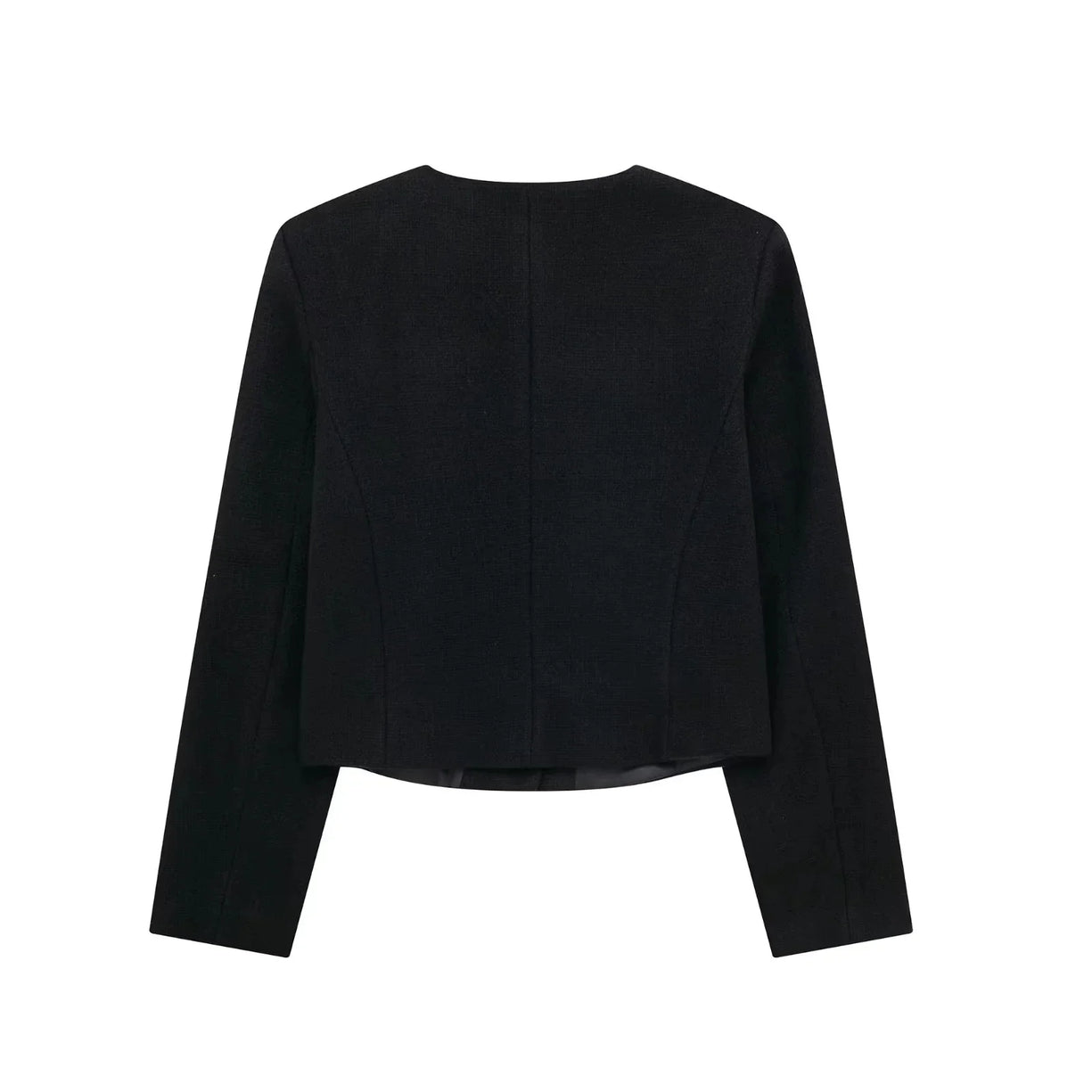Women’s Cropped Wool Jacket - Button Pocket Detail Blazer