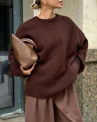 Women’s Oversized Knit Jumper – Crew Neck, Relaxed Fit