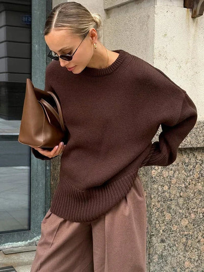 Women’s Oversized Knit Jumper – Crew Neck, Relaxed Fit