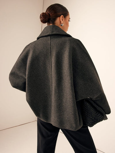Women’s Oversized Wool Blend Coat - Double Button Closure