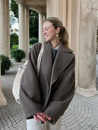 Women’s Oversized Wool Blend Coat - Drop Shoulder