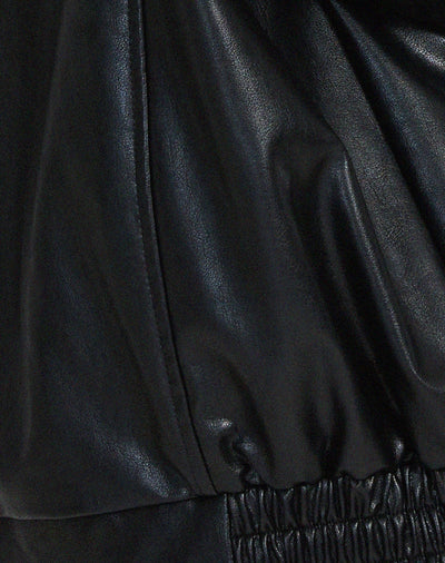 Women's PU Leather Bomber Jacket - Oversized Street Style Zip-Up