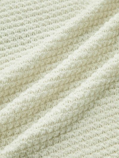 Women’s Textured Long Sleeve Fitted Top - Waffle Knit Stretch Pullover